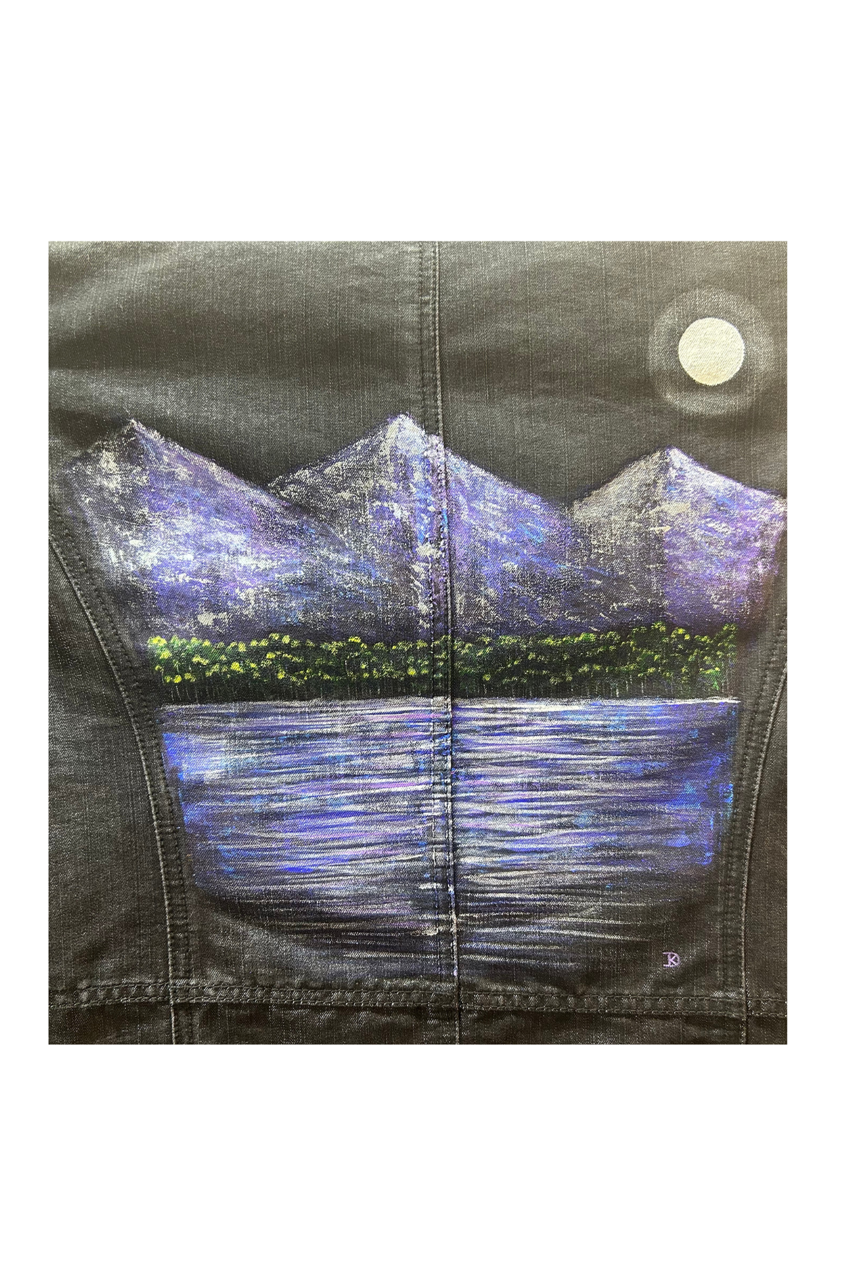 Jean Jacket - Hand-Painted Chico's - Moonlit Lake