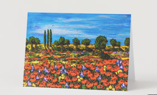 Poppies & Iris 5" x 7" Greeting Card