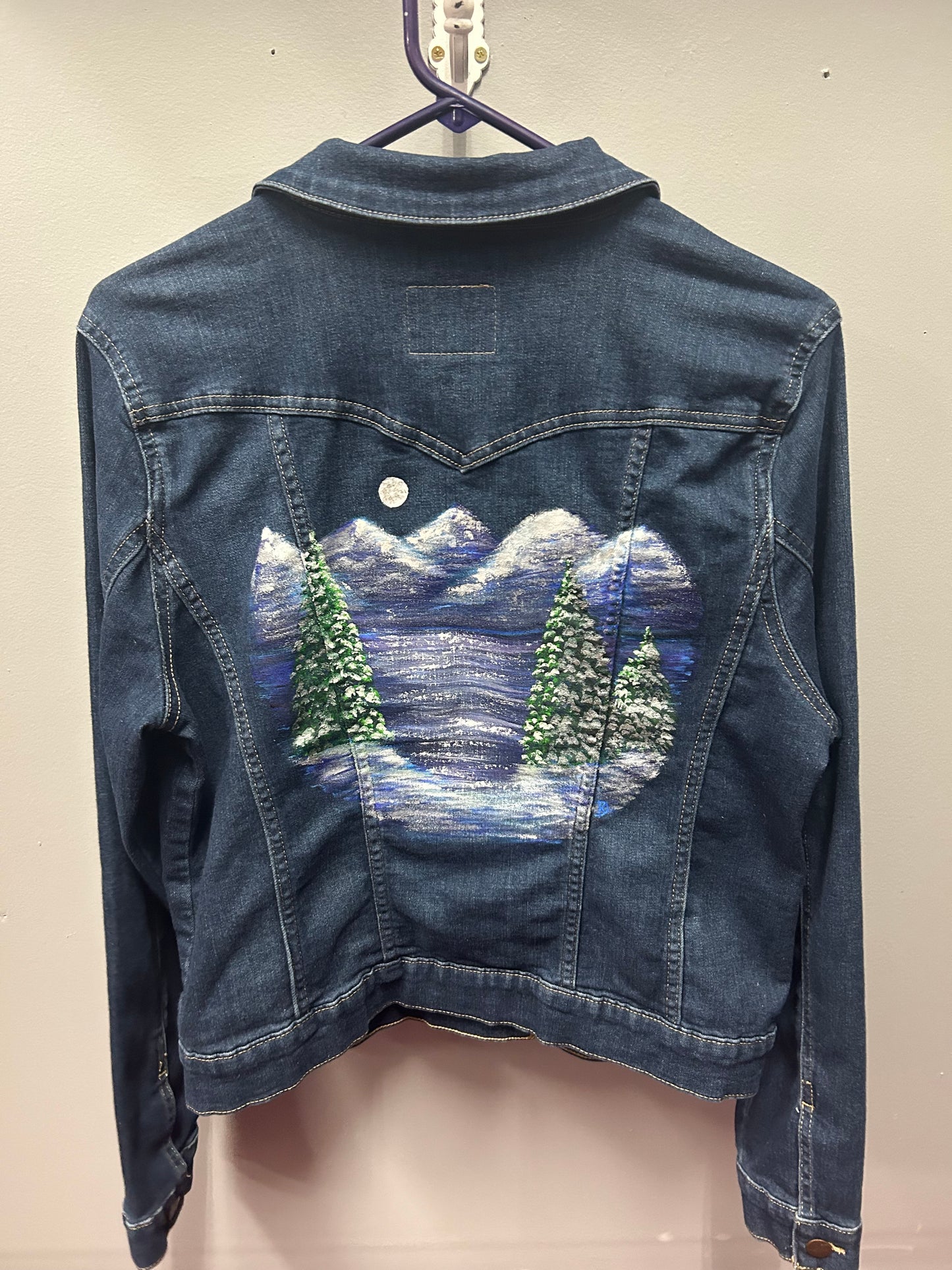Jean Jacket - Teen's Hand-Painted Jessica Simpson - Moonlit Lake