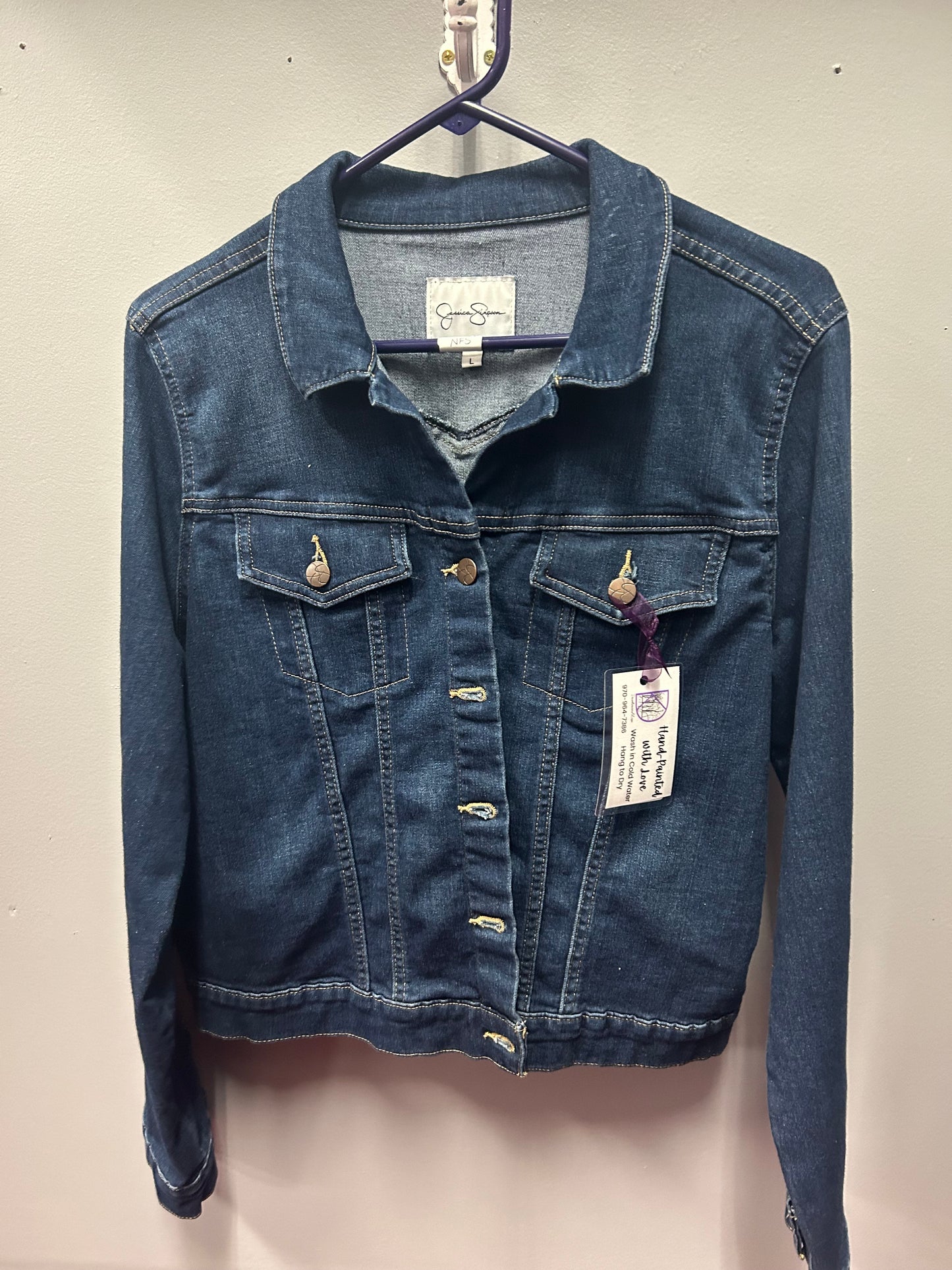 Jean Jacket - Teen's Hand-Painted Jessica Simpson - Moonlit Lake