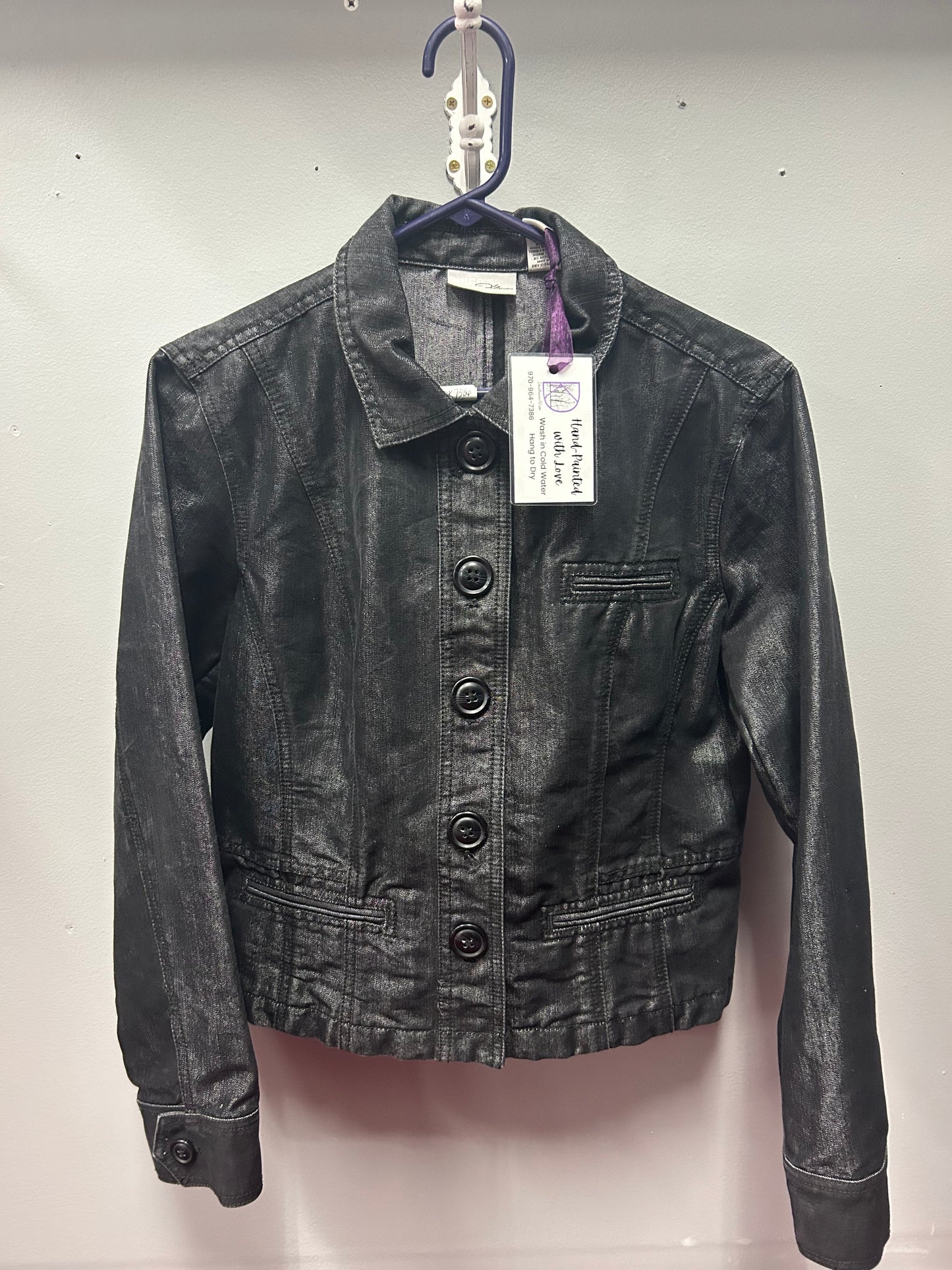 Jean Jacket - Hand-Painted Chico's - Moonlit Lake