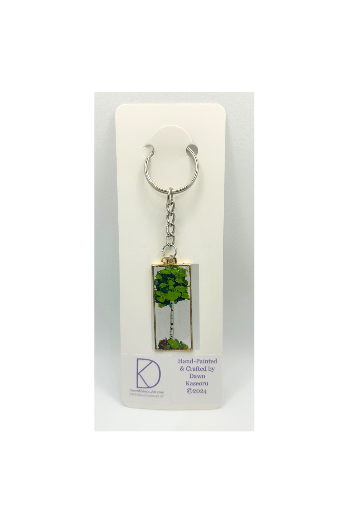 Key Chain - Hand Painted, Double-Sided Aspen Tree