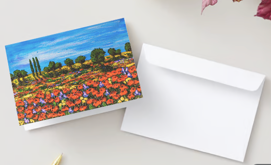 Poppies & Iris 5" x 7" Greeting Card